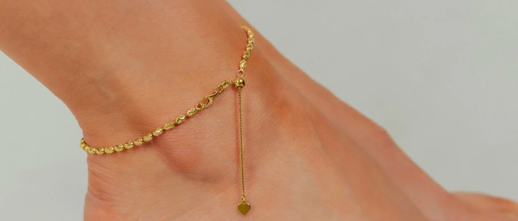 ADJUSTABLE MOON CUT BEAD ANKLET (GOLD)