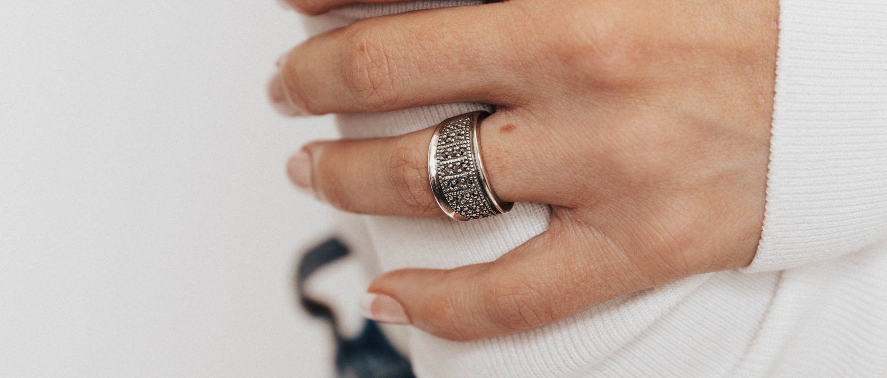 Marcasite & Sterling Silver Band Ring