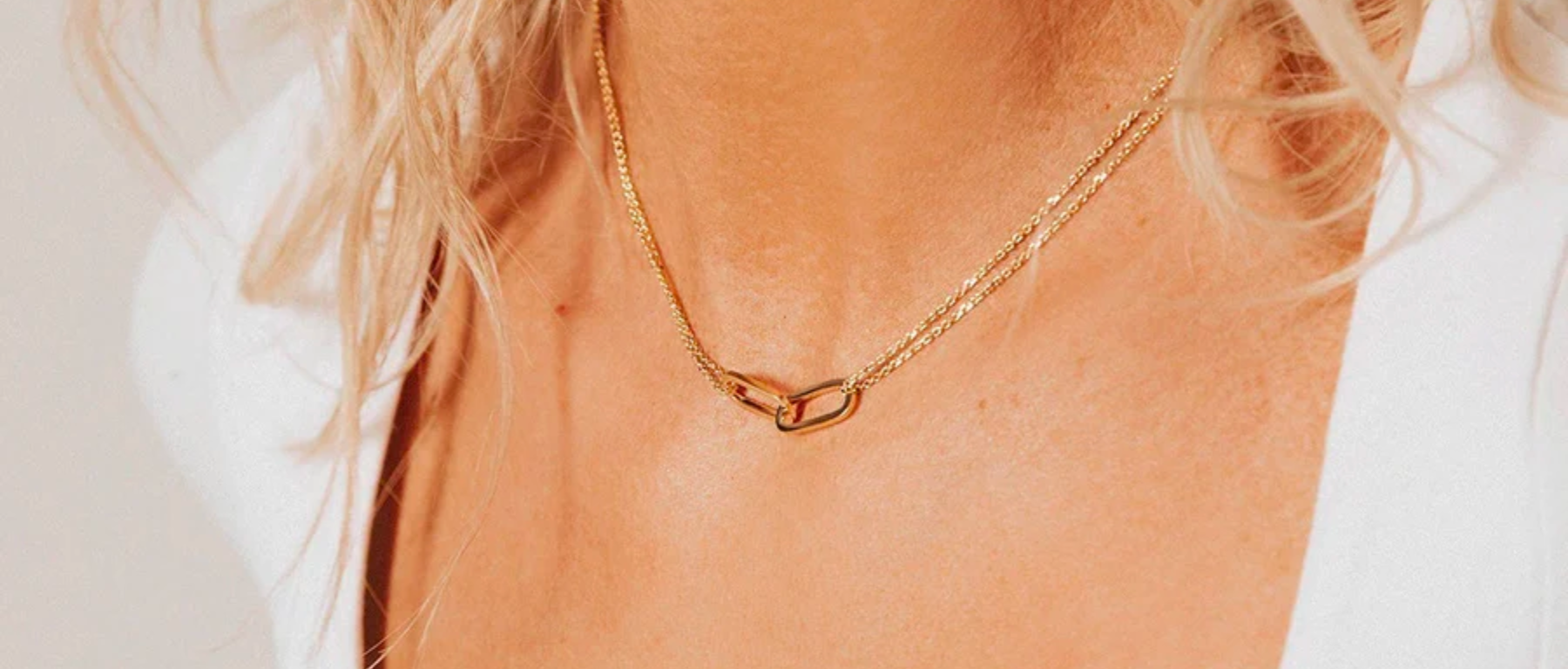 Alessia Double Paperclip Necklace (Gold)