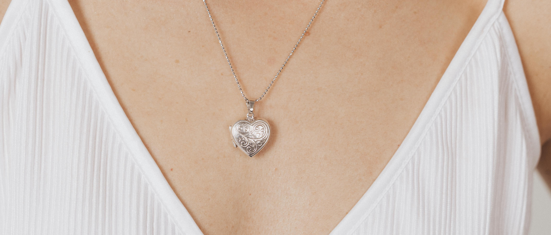 Full Scroll Sterling Silver Heart Locket