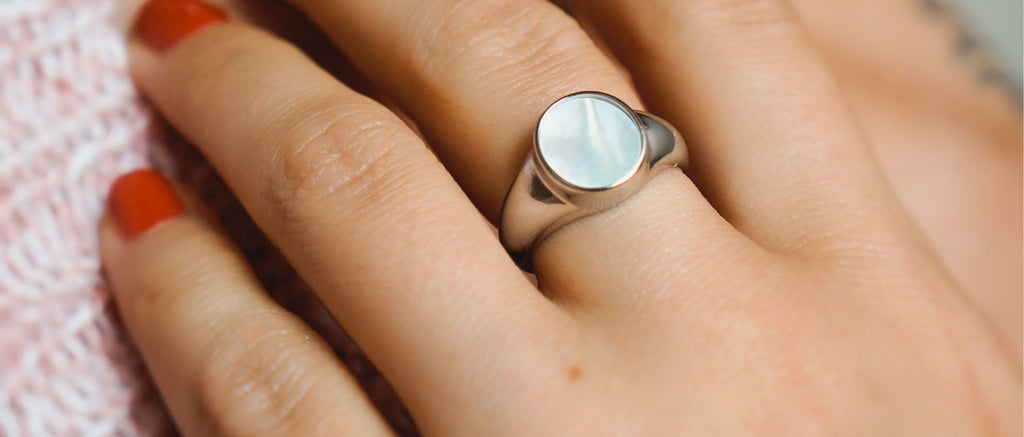 Roma Mother of Pearl Signet Ring