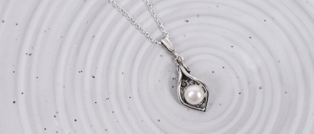 Freshwater Pearl Calla Lily Pendant Necklace