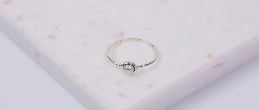 Roma Freshwater Pearl Stackable Sterling Silver Ring