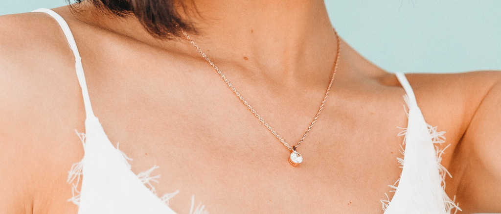 Adjustable Milano Twist Chain + Brilliant CZ Pendant Set In Rose Gold Overlay