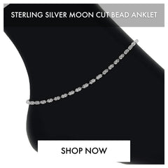 STERLING SILVER MOON CUT BEAD ANKLET