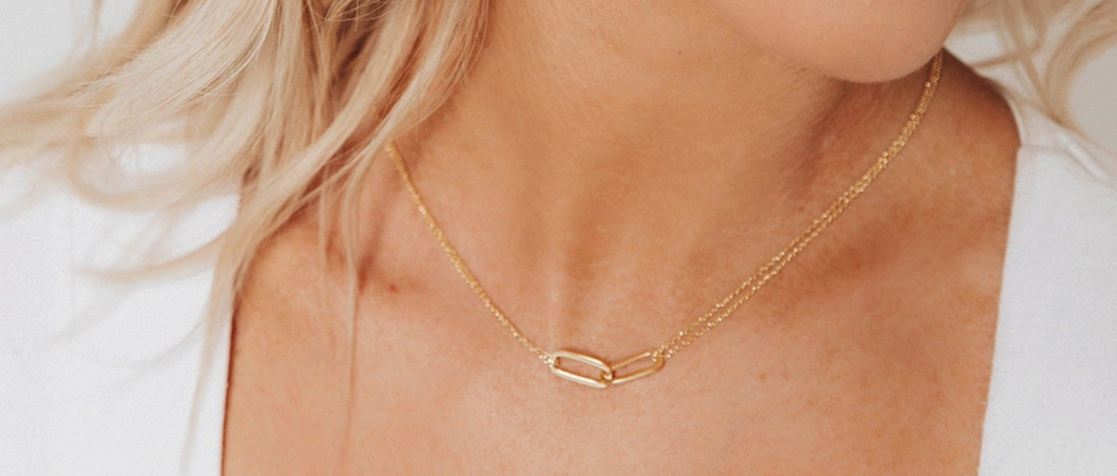 Alessia Double Paperclip Necklace (Gold)
