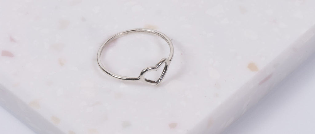 wehoautodetail Open Heart Sterling Silver Ring 