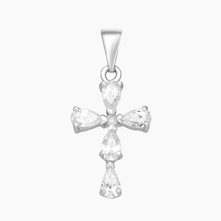 Crystal Collection Pendants Sterling Silver Pear Cut CZ Cross Pendant