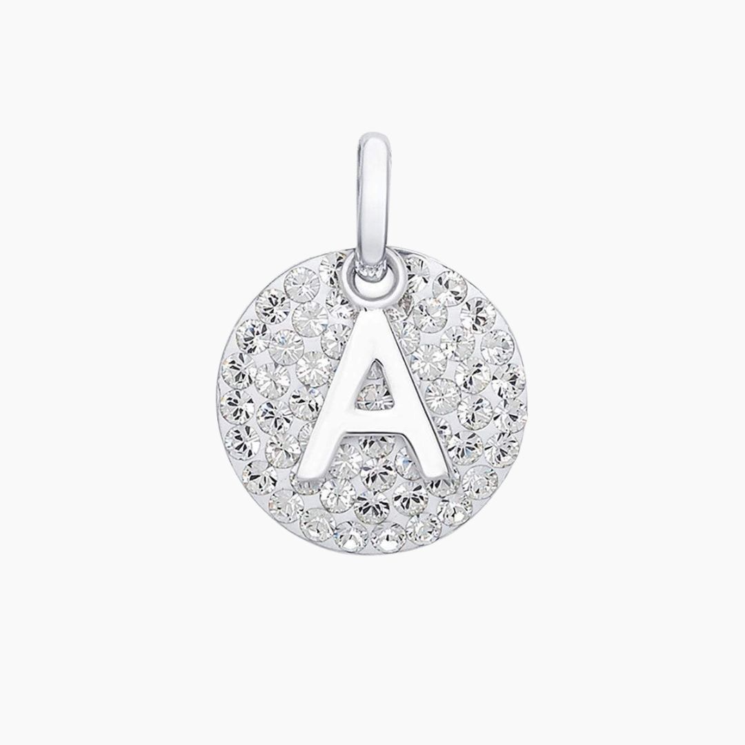 Image of Swarovski Crystals Disc with Initial Pendant