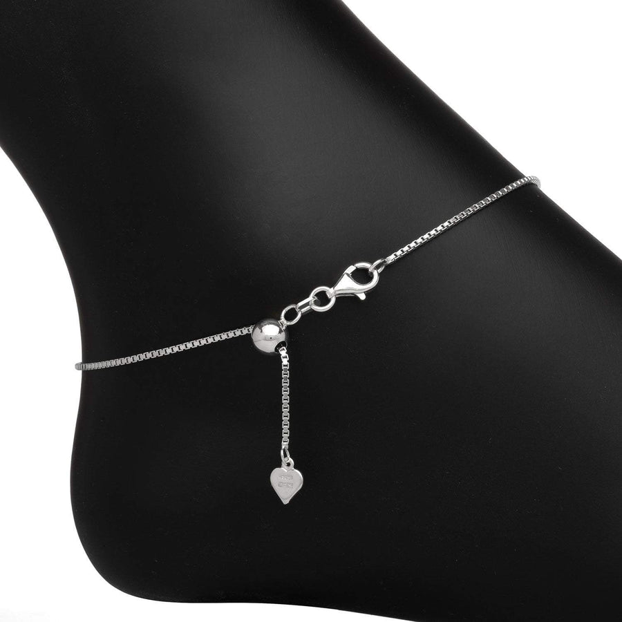 Eros Milano Anklet Roma Dragonfly CZ Charm Adjustable Anklet (Silver)