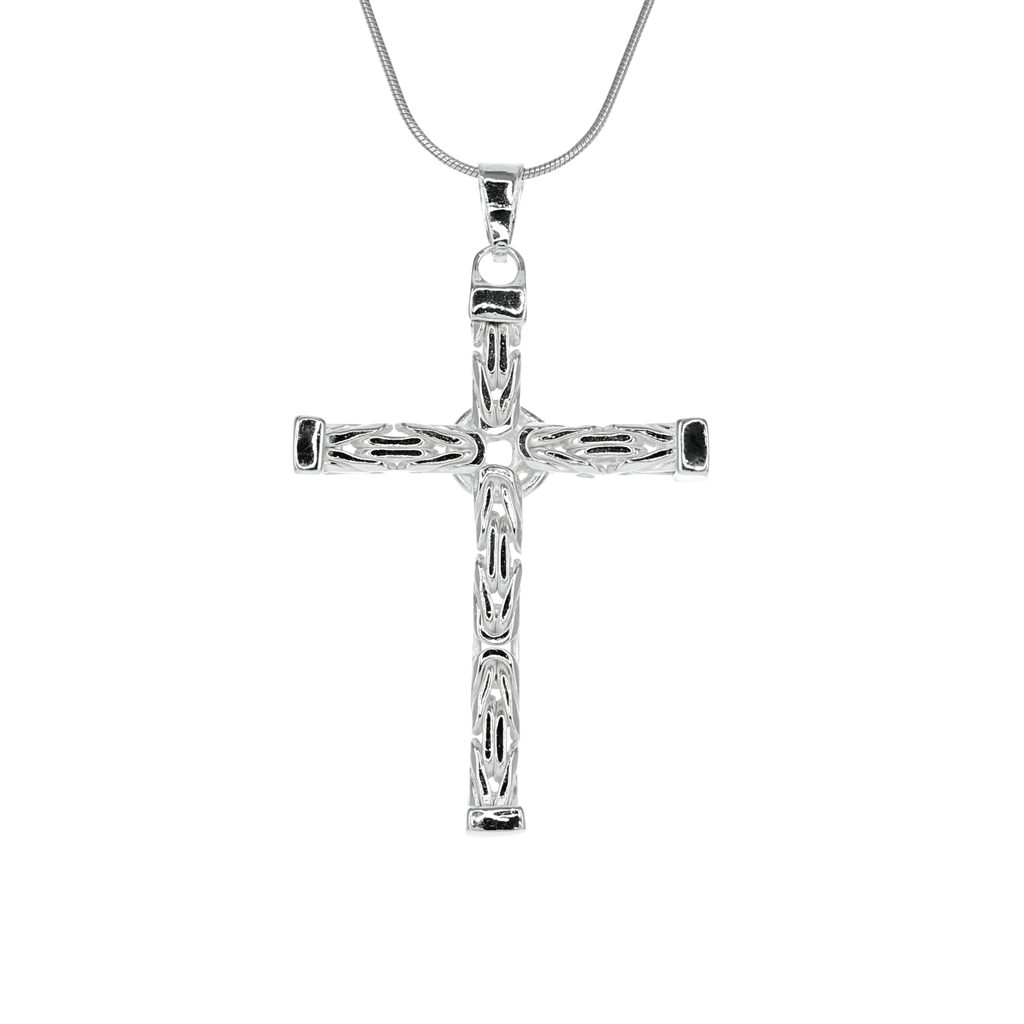 Byzantine Cross Pendant in Detailed Sterling Silver