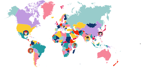 Global Kidizens Map of the World- diverse hand-knit dolls and stories for kids