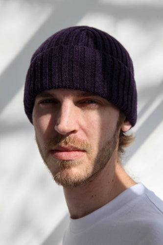 Half Dozen Super-Soft Lambswool Fisherman Beanie (Elderberry Purple) | Hats