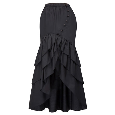 Black Mermaid Fishtail Long Corset Steampunk Gothic Skirt – The ...