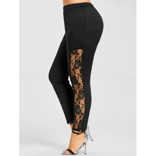 One Size Black Punk Gothic Hollow Lace Fashion Women Leggings