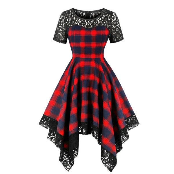 Vintage Red Plaid Gothic Asymmetrical Dress – The Official Strange ...