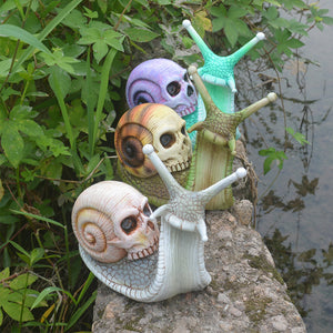 3pc Snail Skull Gothic Garden Outdoor Decoration Statue Set - The Official Strange & Creepy Store!