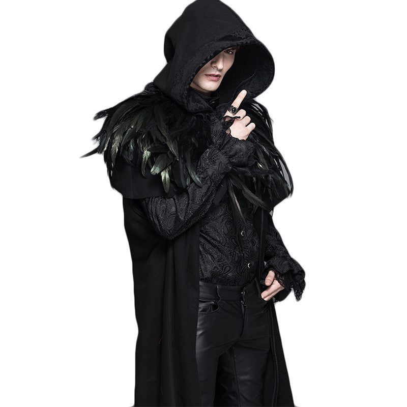 Steampunk Hooded Gothic Trench Coat Feather Shawl – The Official ...