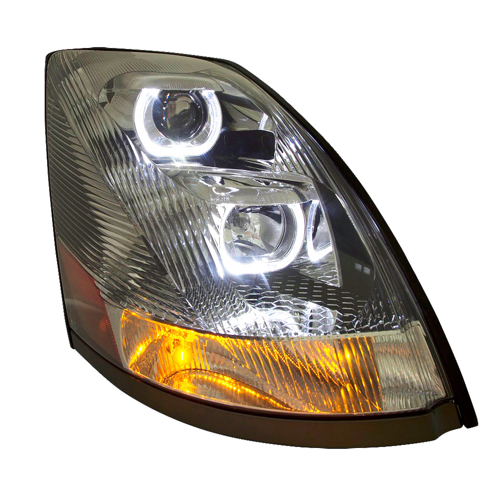Headlight fits Volvo VN / VNL 03+ All LED Lights Black Reflector