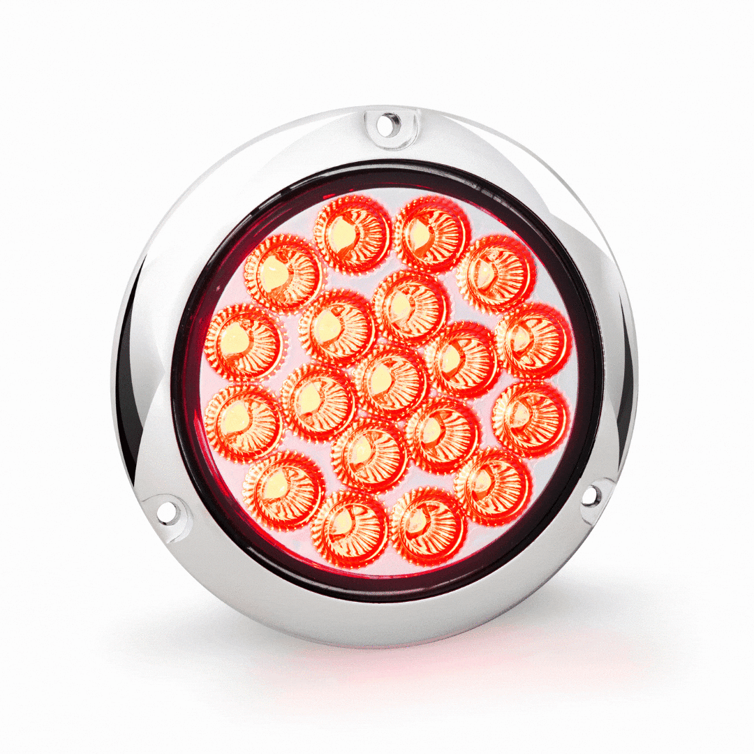 4 Led Light With Flange Mount (Red/Green Clear Lens)