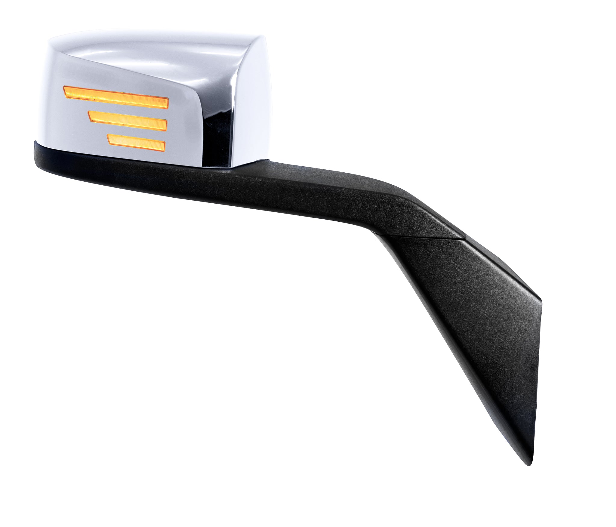 Chrome Hood Mirror (Volvo VNL 2003-2017) W/ Amber LED Arrow Light