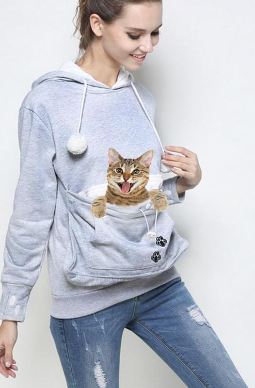 cat carrying hoodie