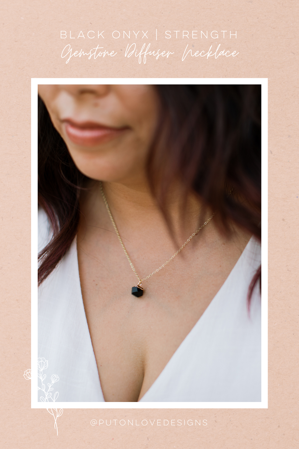 Black Onyx diffusing necklace for strength