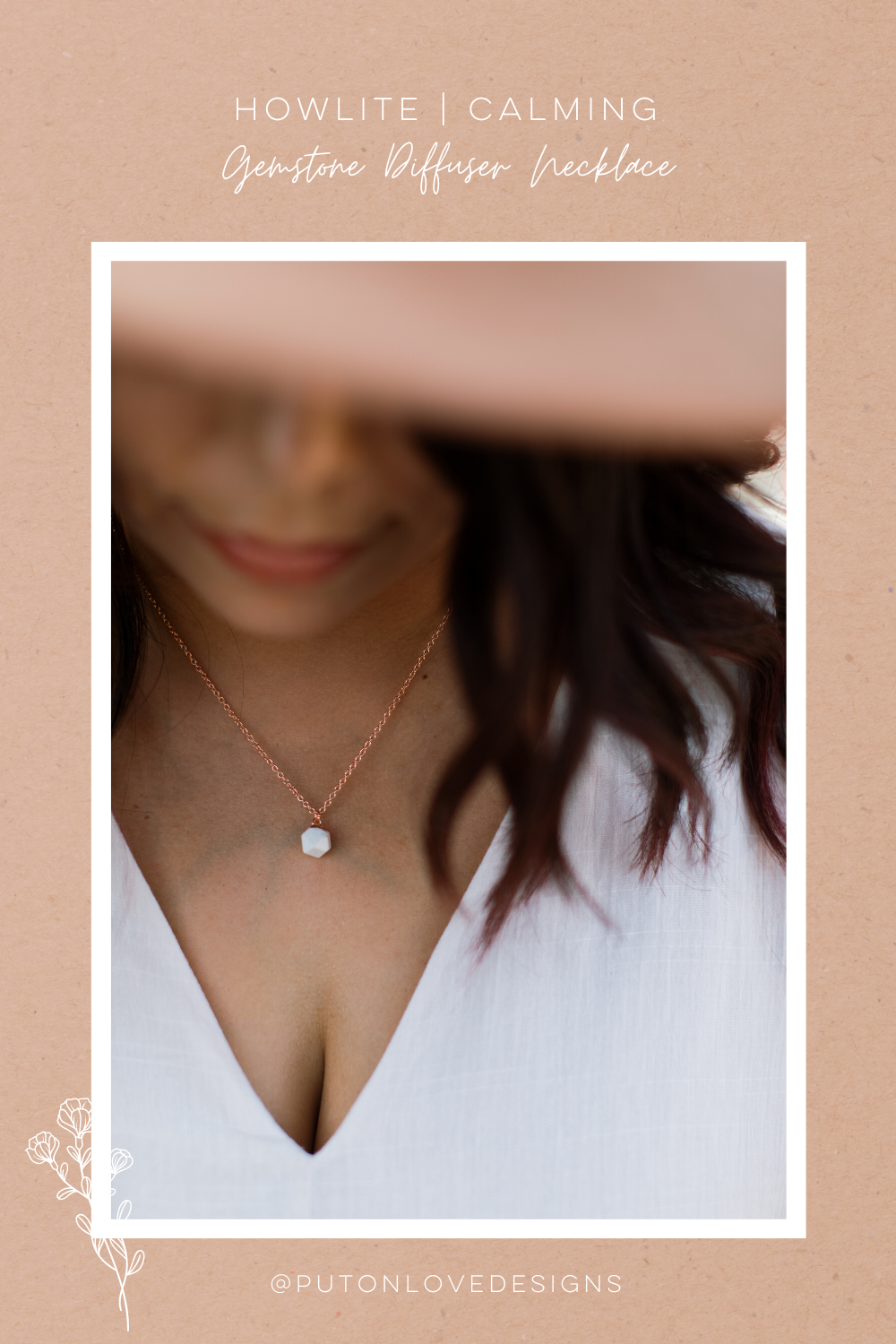 Howlite essential oil diffusing necklace for inner calm. 