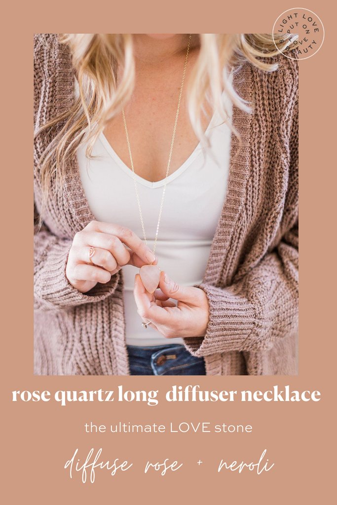 Rose Quartz Gemstone Essential Oil Diffuser Necklace