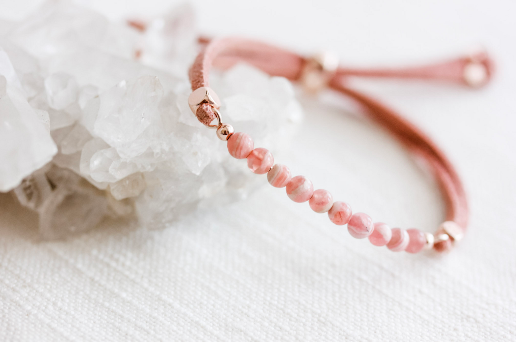 pink crystal in bracelet