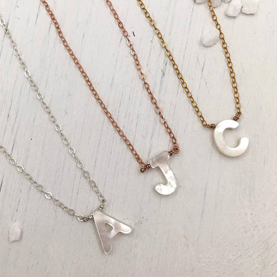 Solid Silver Z Initial Necklace With Mother Of Pearl | Kasun | Wolf & Badger