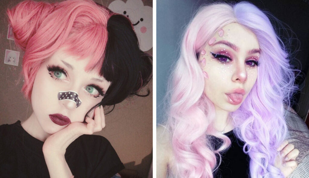 Dividir o Cabelo de Cor Pastel Goth itGirl Loja | Estética Roupas | coreano de Moda | EGirl Estilo