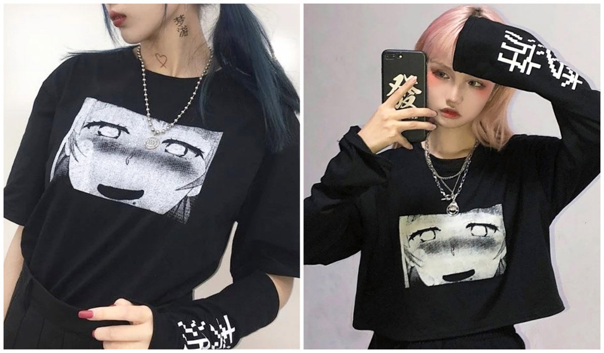 Anime Aesthetic Clothing Compilation Anime Black T-shirt With Sleeves itGirl Shop Blog