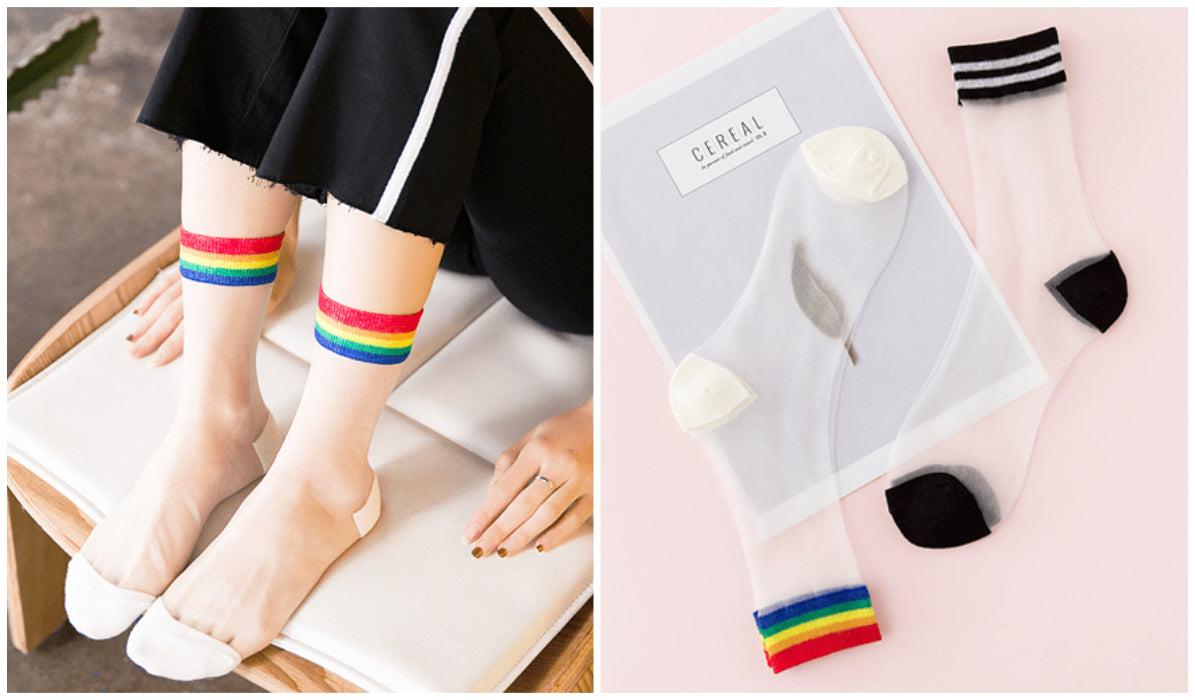 Rainbow Clothing and Accessories High Ankle Transparent Rainbow Socks itGirl Shop Blog