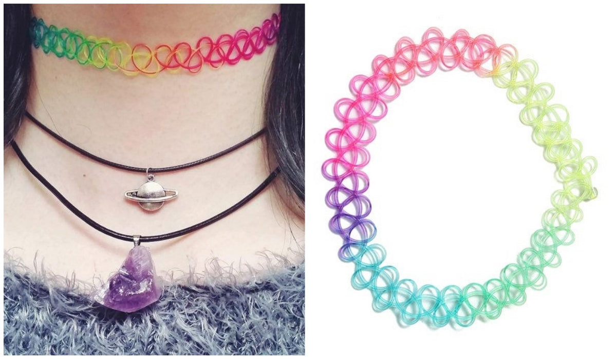 Rainbow Clothing and Accessories Rainbow Color Vintage Elastic Choker itGirl Shop Blog