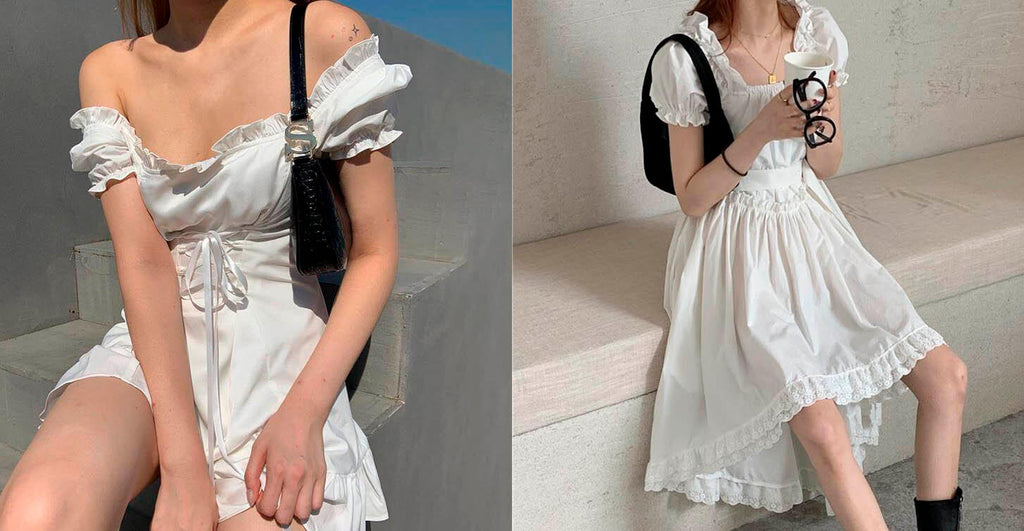cottagecore fashion white summer dress