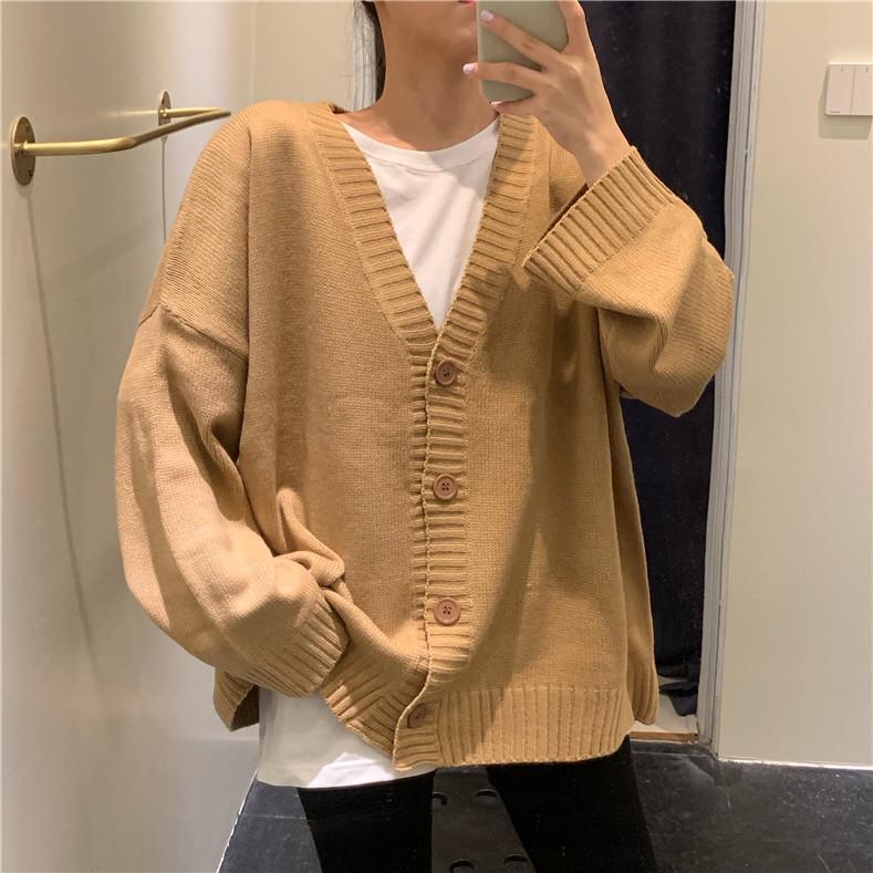 itGirl Shop | BASIC SOLID COLORS KOREAN AESTHETIC KNITTED CARDIGAN