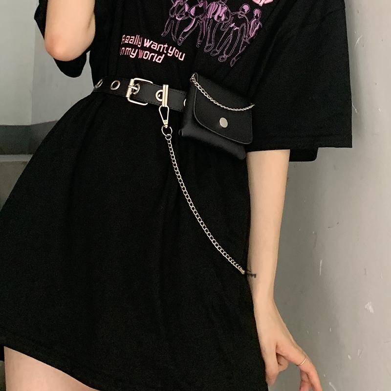 itGirl Shop - Aesthetic Clothing -Black E Girl Pu Leather Belt + Small