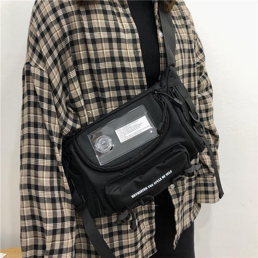 itGirl Shop | BLACK TECHWEAR POCKETS + PLUSH TOYS SHOULDER BAG