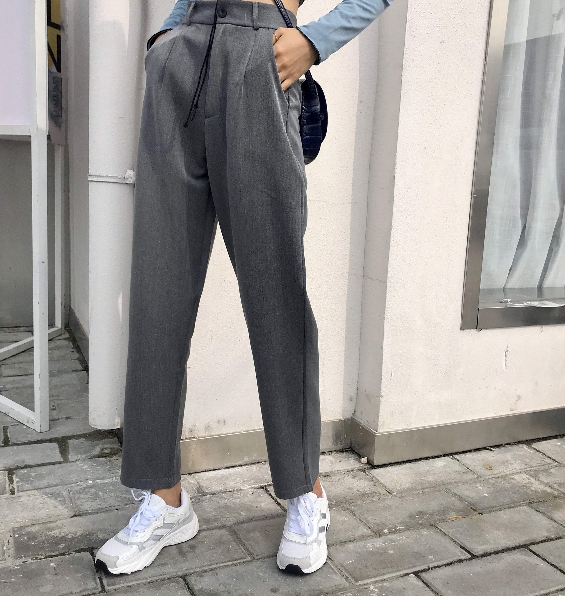 itGirl Shop - Aesthetic Clothing -Elegant Casual Gray High Waist