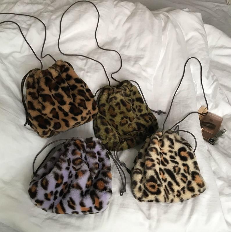 leopard faux fur bag