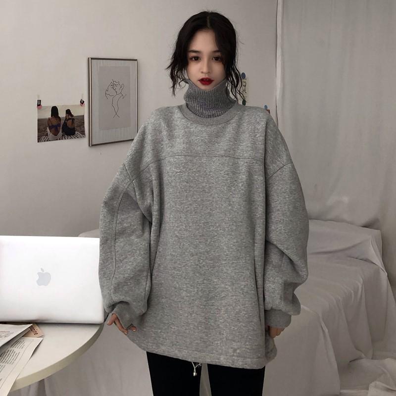 itGirl Shop - Aesthetic Clothing -Gray Black Oversize Turtle Neck