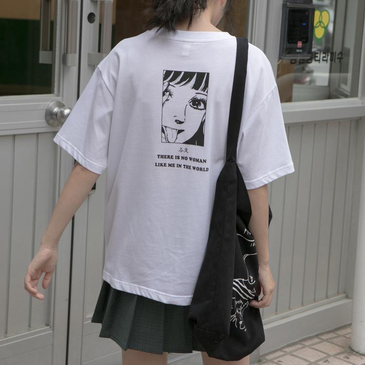 itGirl Shop | JAPANESE ANIME COMIC LETTER PRINTED OVERSIZED T-SHIRT