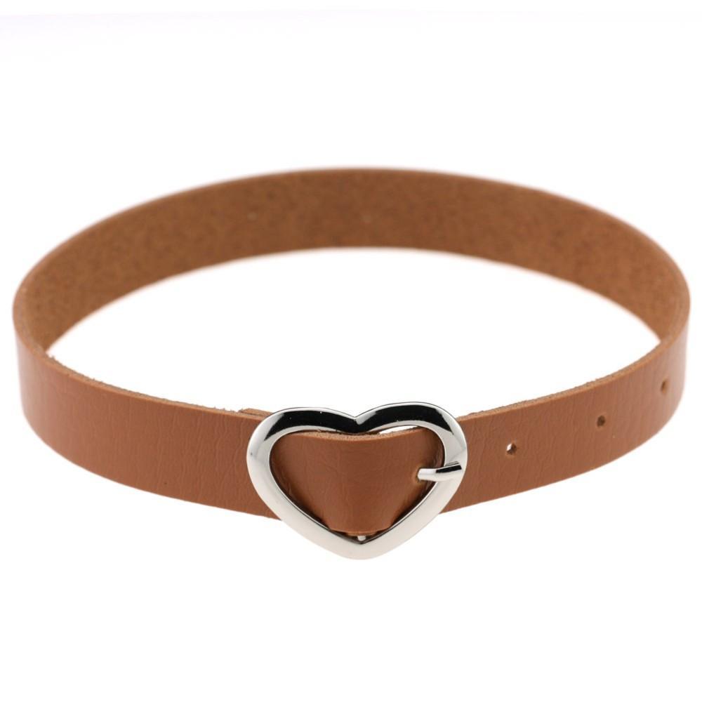 itGirl Shop | LEATHER HEART BUCKLE BELT CHOKER