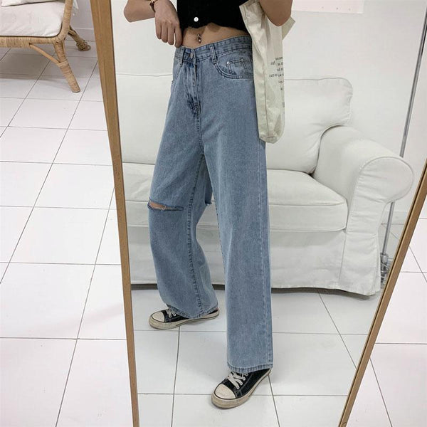 LIGHT BLUE 90S AESTHETIC FLARE DENIM JEANS