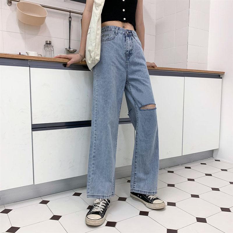 itGirl Shop | LIGHT BLUE 90s AESTHETIC STRAIGHT DENIM JEANS