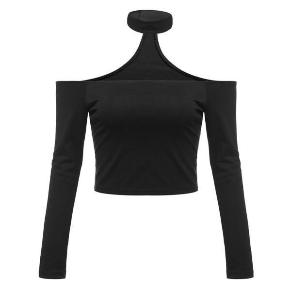 itGirl Shop - Aesthetic Clothing -Long Sleeve Open Shoulders Choker
