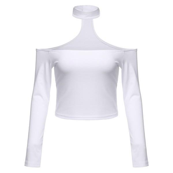 itGirl Shop - Aesthetic Clothing -Long Sleeve Open Shoulders Choker
