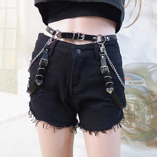 itGirl Shop | METAL CHAINS GOTH AESTHETIC LEATHER GARTER BELTS