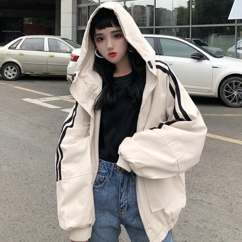 itGirl Shop - Aesthetic Clothing -Oversized Hooded Side Stripes